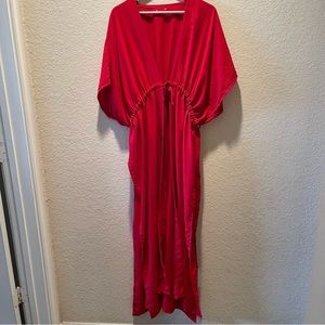 AFRODITA women sexy red hi slits maxi swim cover up, size OSFM